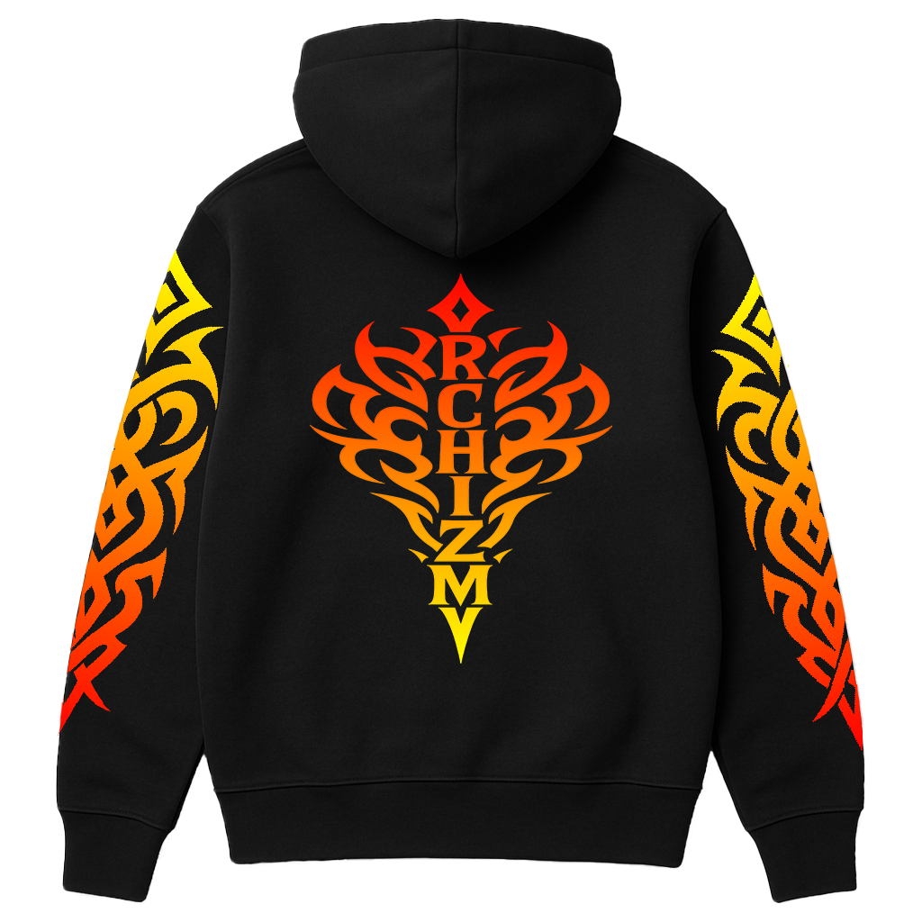 RICHIZM Tribal Fire Hoodie – Black/Red/Yellow