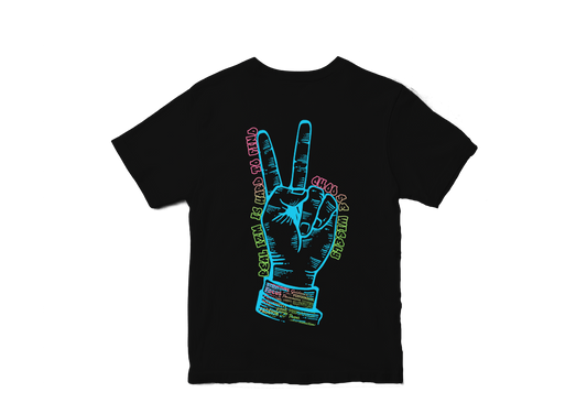 FIGUEHOA Motivation Fingers Neon Peace Tee – Black