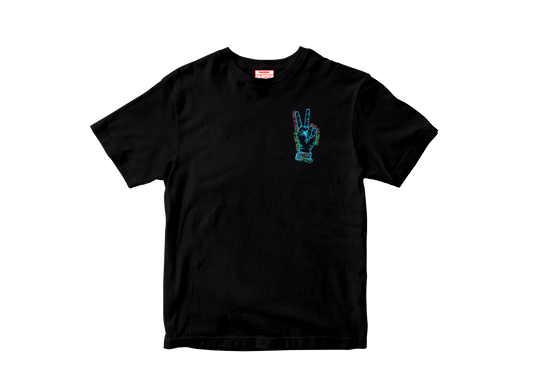 FIGUEHOA Motivation Fingers Neon Peace Tee – Black