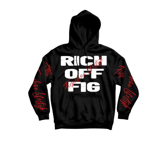 Rich Off Fig Hoodie White Logo Red Sleeve